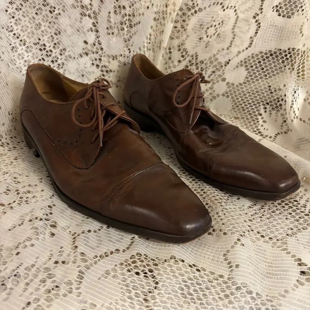 Mercanti Fiorentini Men's US 10.5 M Brown Leather Oxfords Shoes